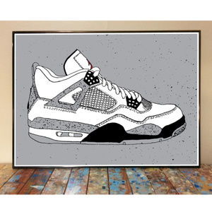 11x17 AIR JORDAN 4 WHITE CEMENT DRAWING ART PRINT